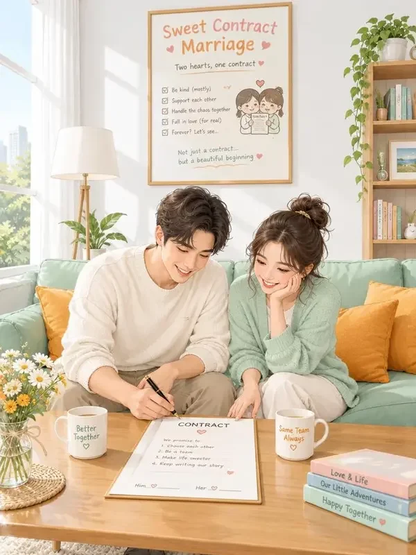 短剧在线《契约婚姻有点甜》封面海报，都市甜宠题材